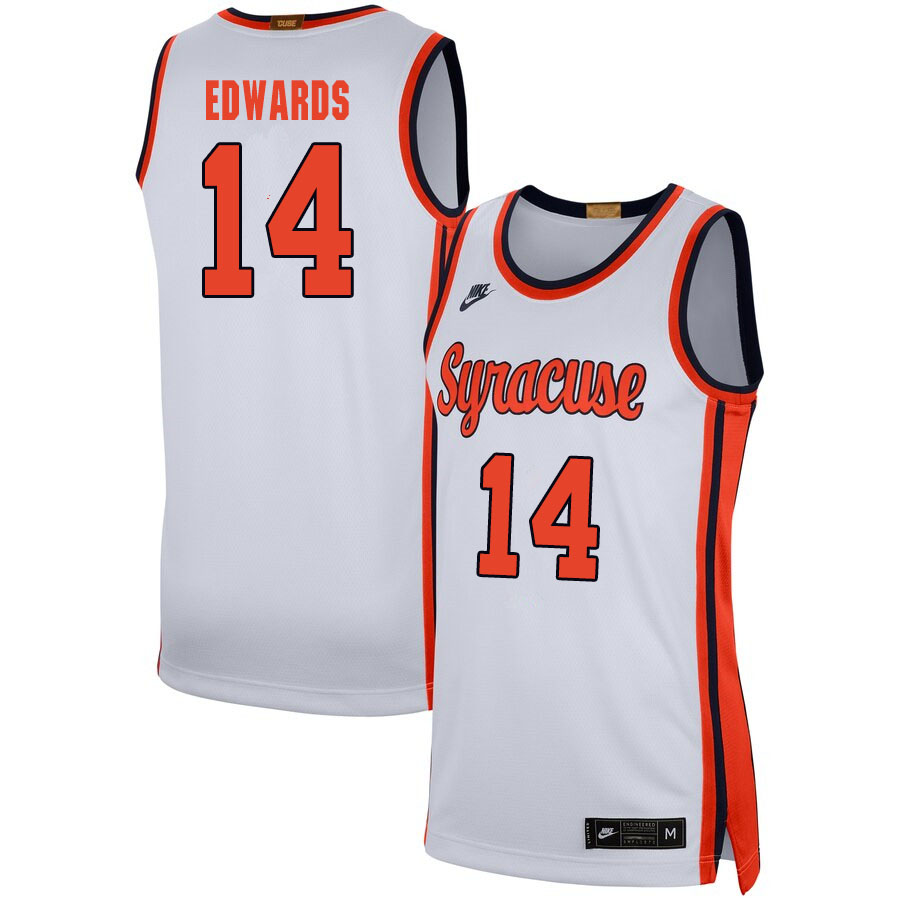 2020 Men #14 Jesse Edwards Syracuse Orange College Basketball Jerseys Sale-White